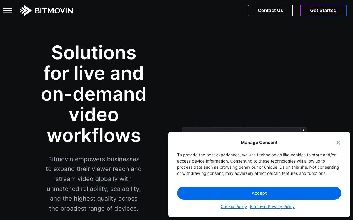 Bitmovin website preview