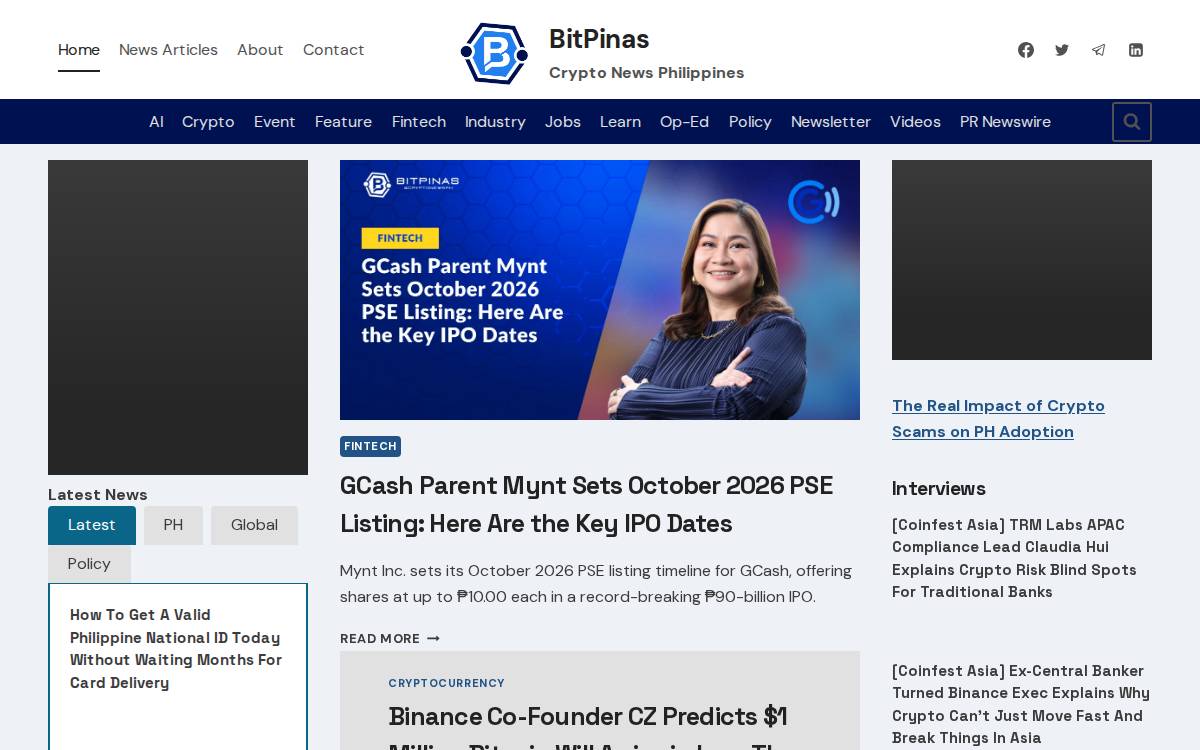 Bitpinas website preview