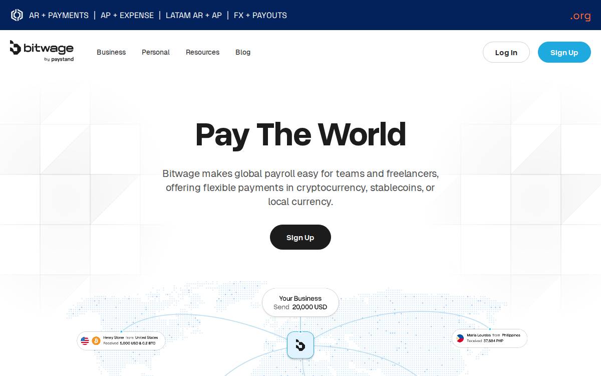 BitWage website preview