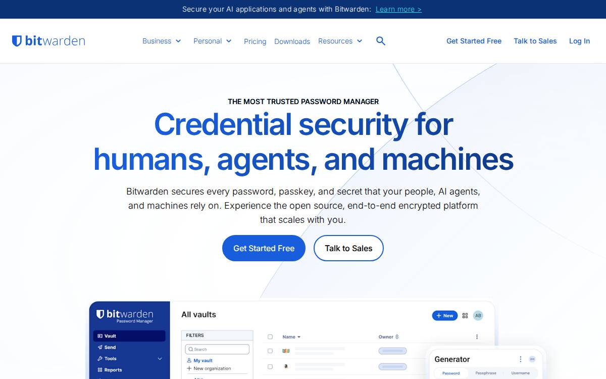Bitwarden website preview
