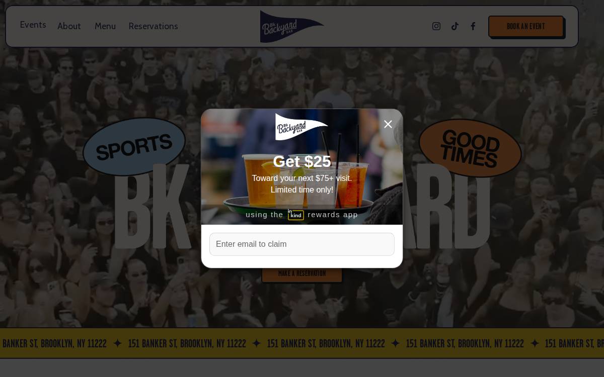 BK Backyard Bar website preview