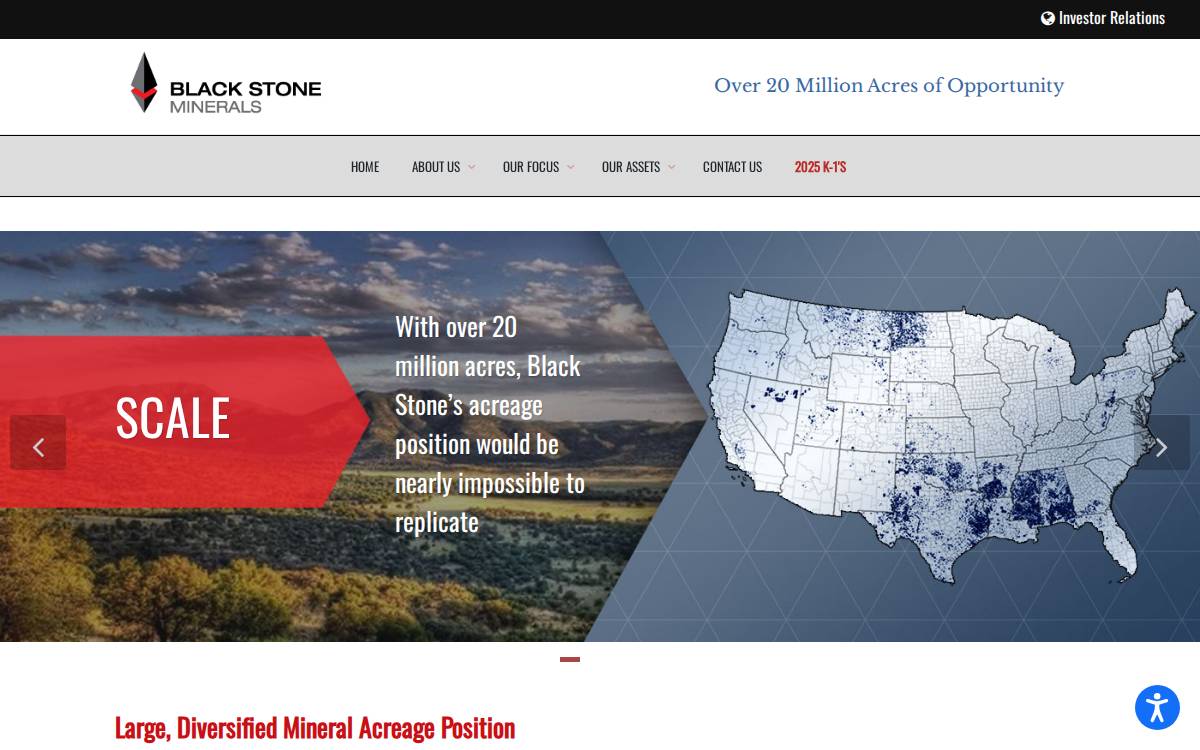 Black Stone Minerals website preview