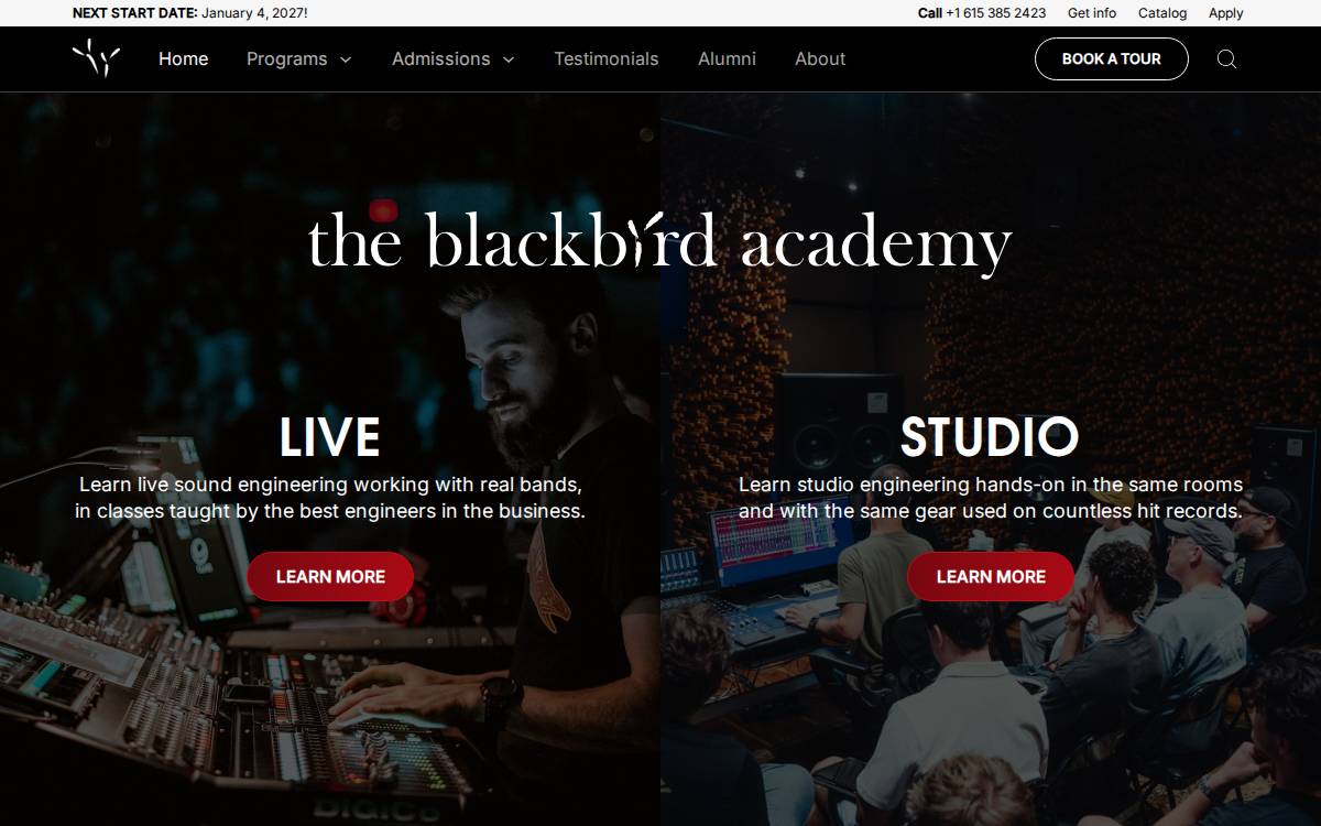 Blackbird Academy website preview