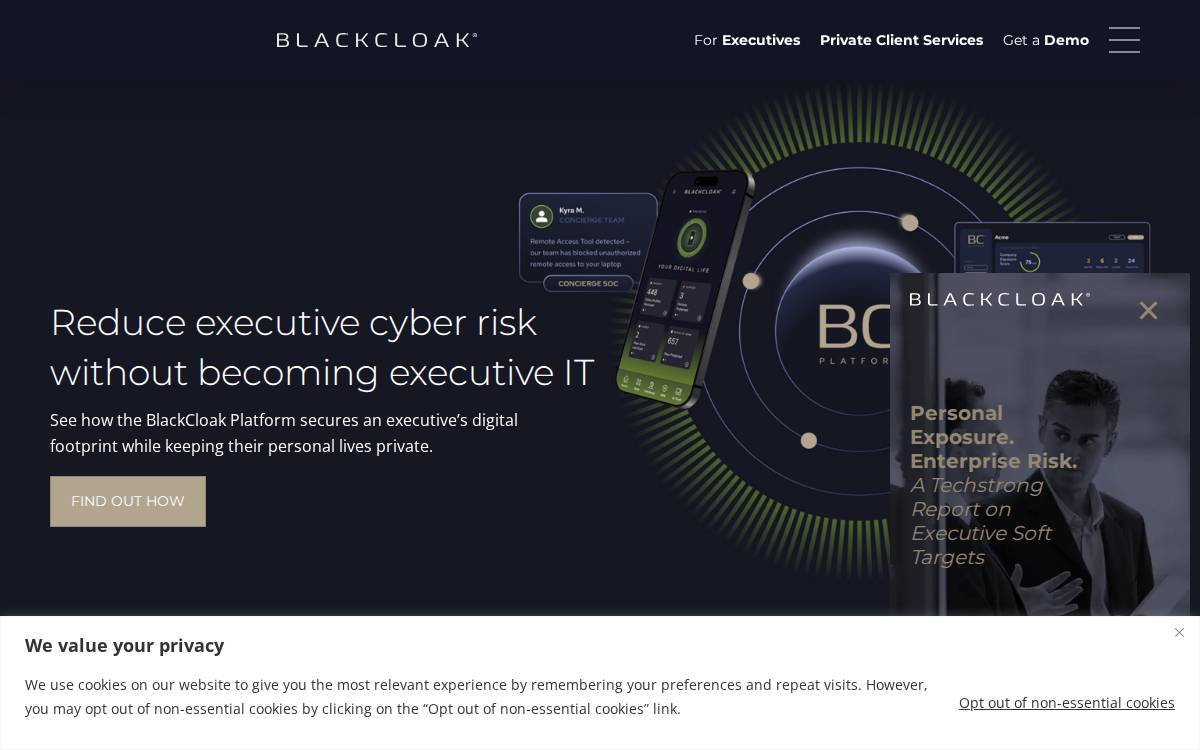 Blackcloak website preview
