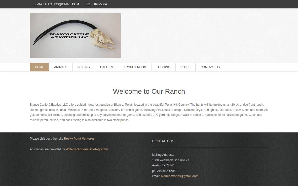 Blancoexotics website preview