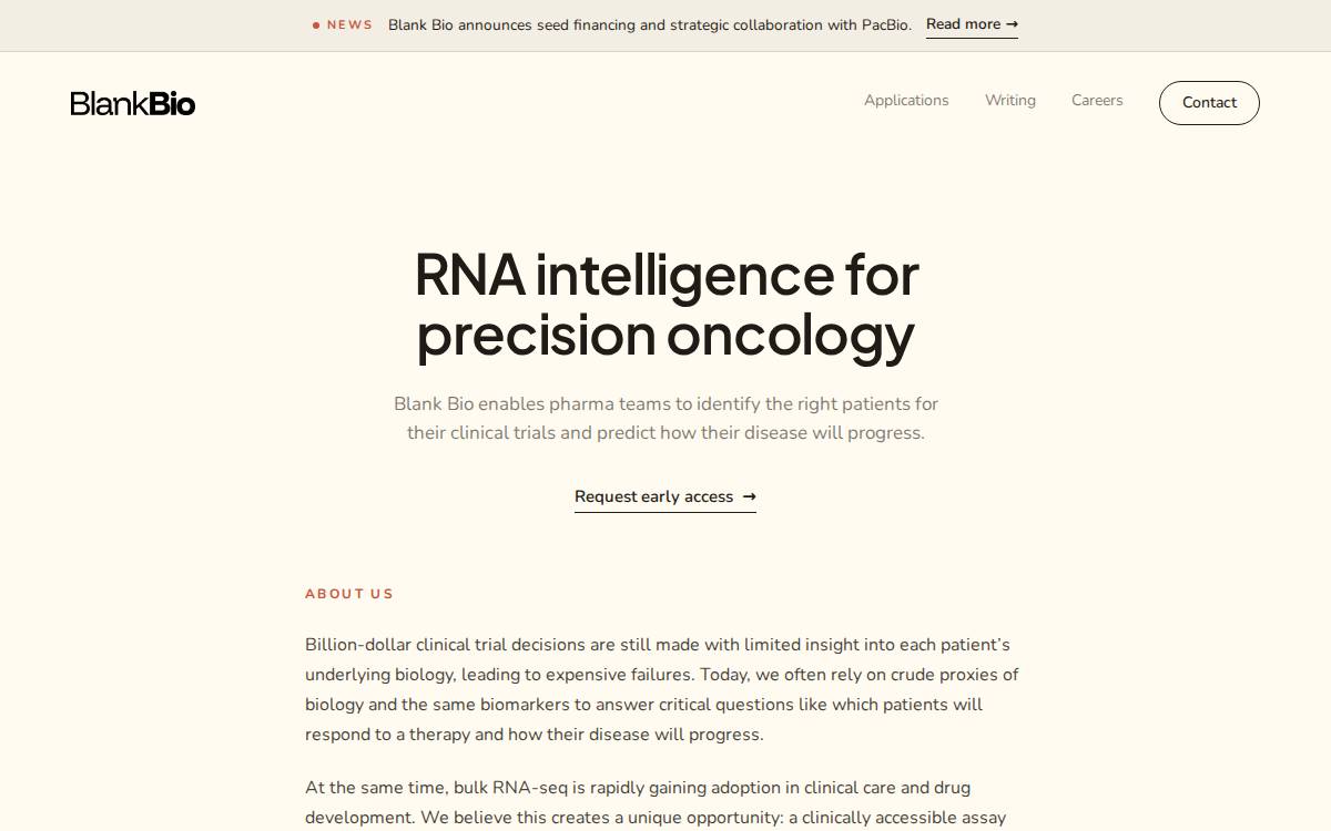 Blank Bio website preview