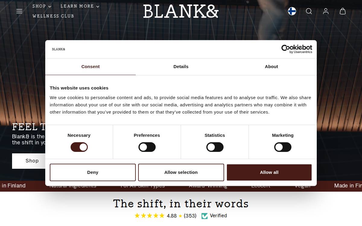 Blanket website preview