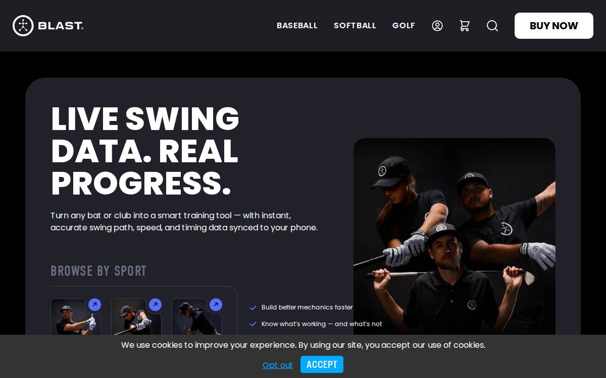 Blast Motion website preview