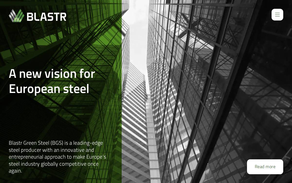 Blastr Green Steel website preview