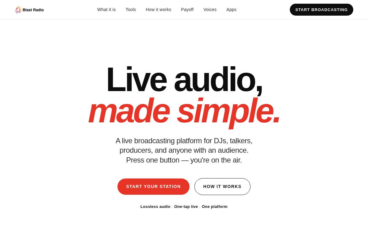 Blast Radio website preview