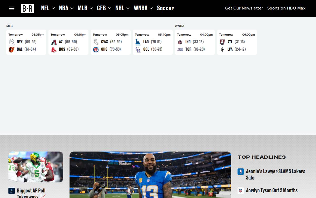 Bleacher Report website preview