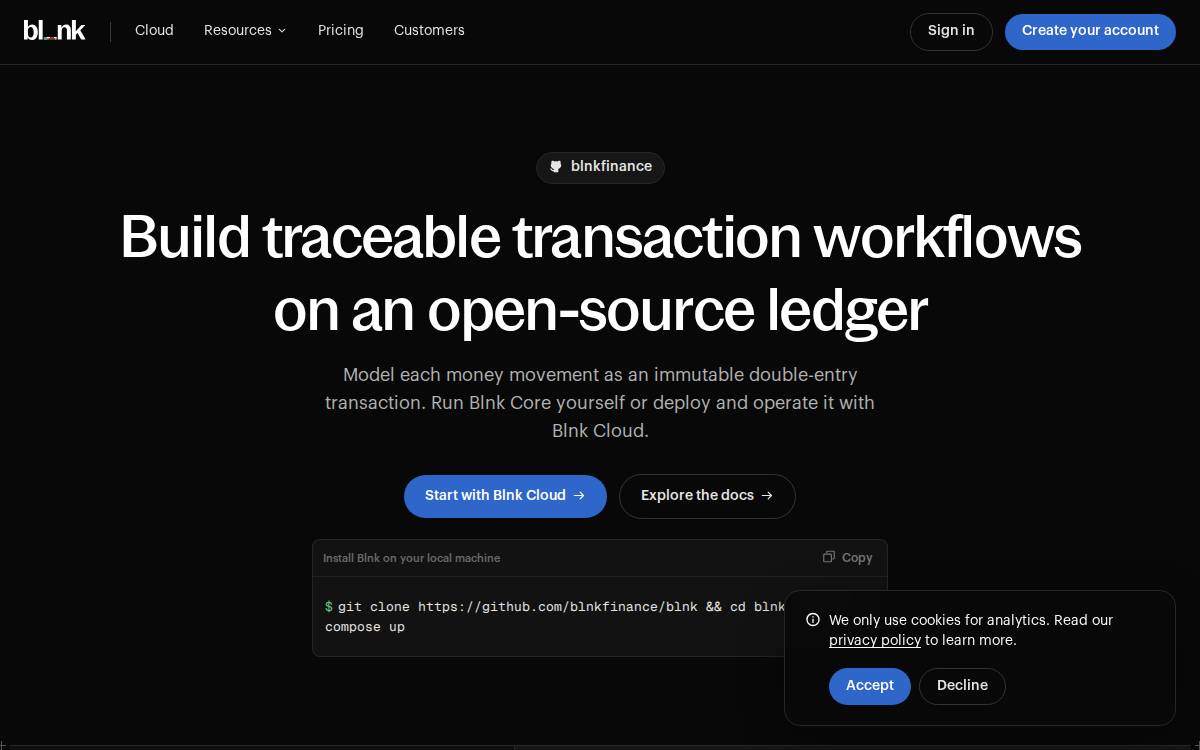 Blnk Finance website preview