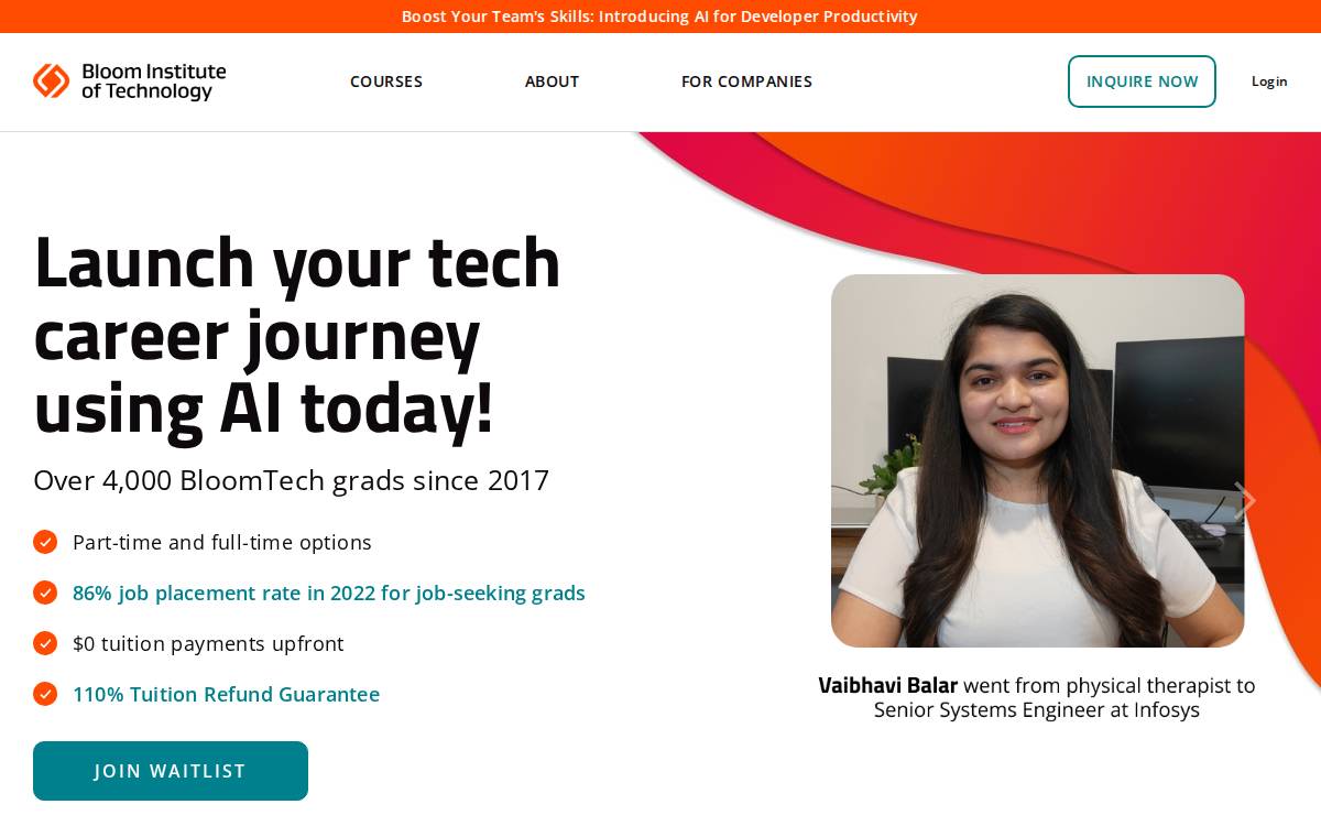 Bloom Institute of Technology website preview