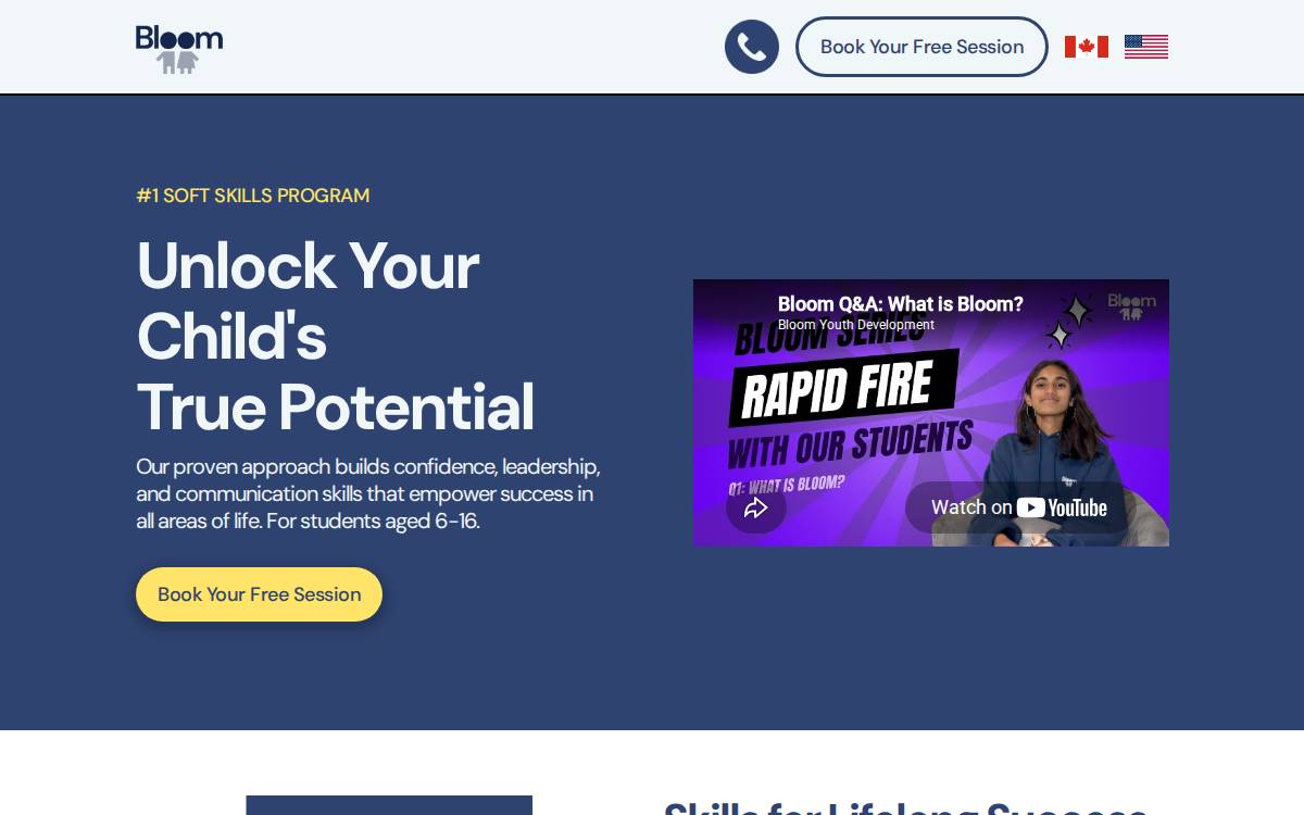 Bloomyouthdevelopment website preview
