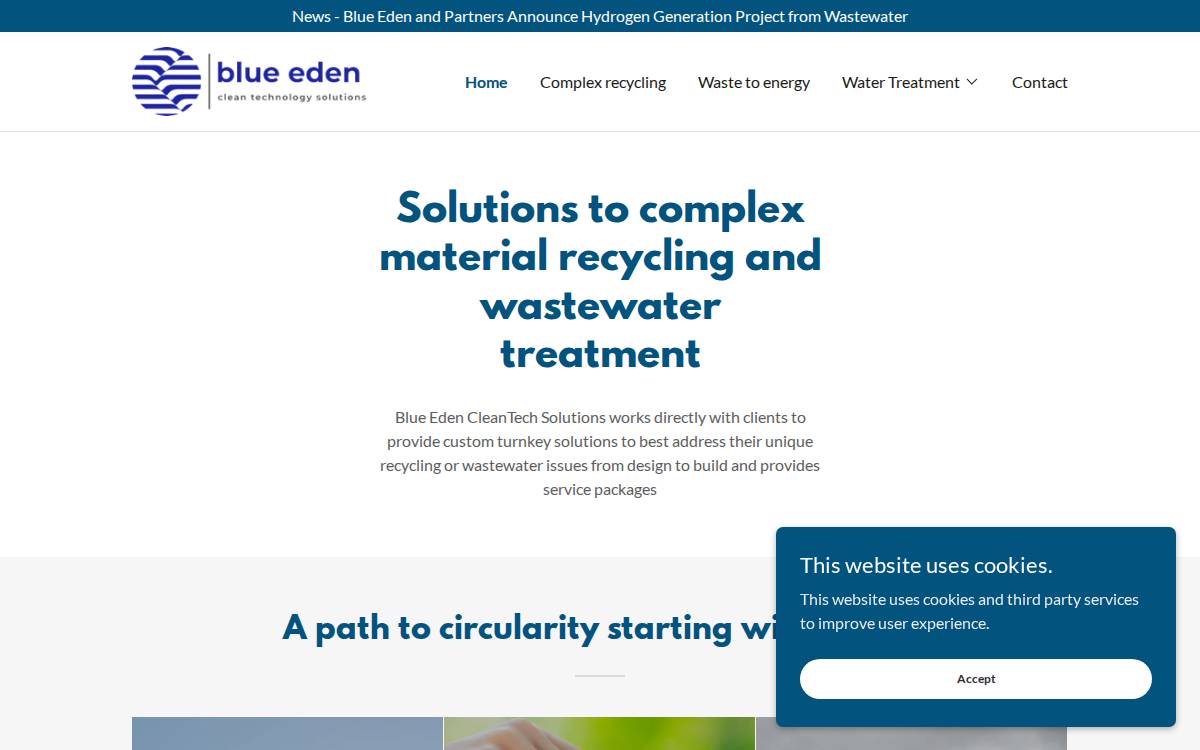 Blue Eden CleanTech Solutions website preview