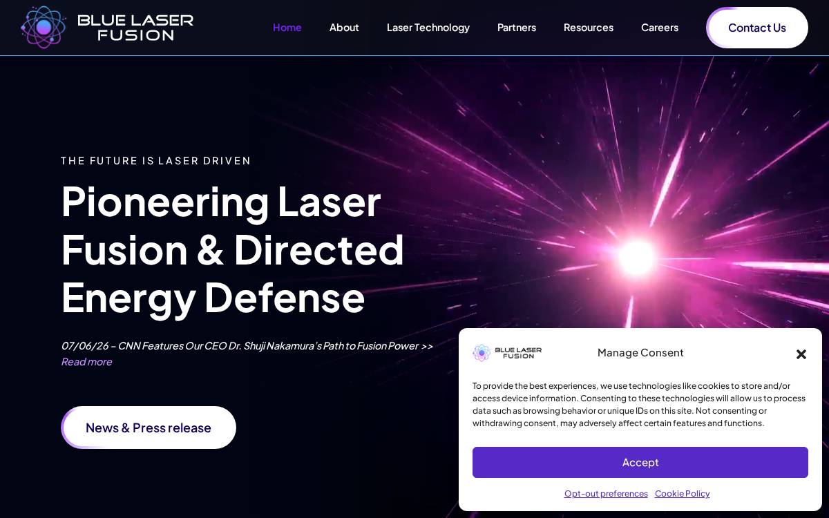 Blue Laser Fusion Inc website preview