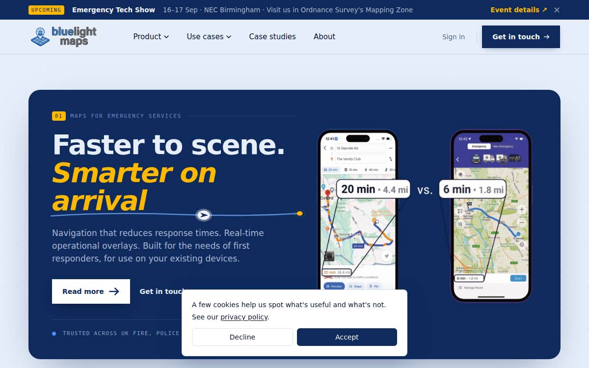 Blue Light Maps website preview