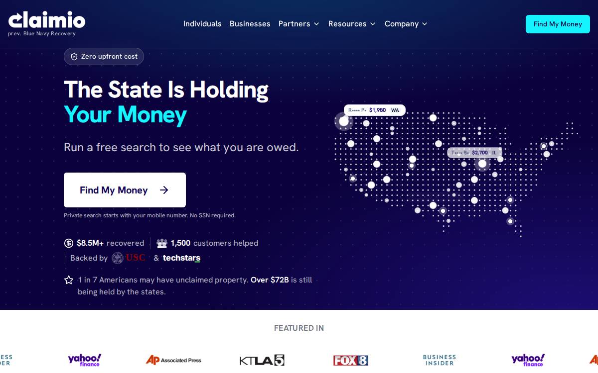 Blue Navy Recovery website preview