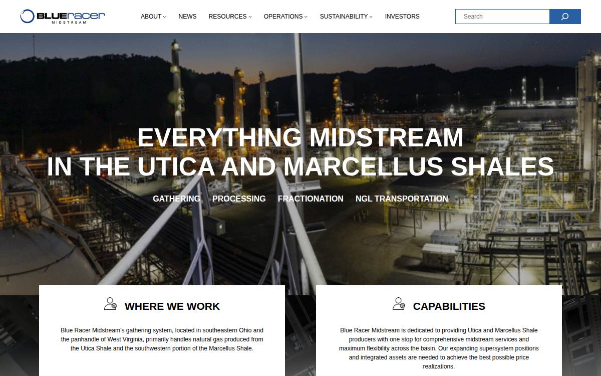 Blue Racer Midstream, LLC website preview