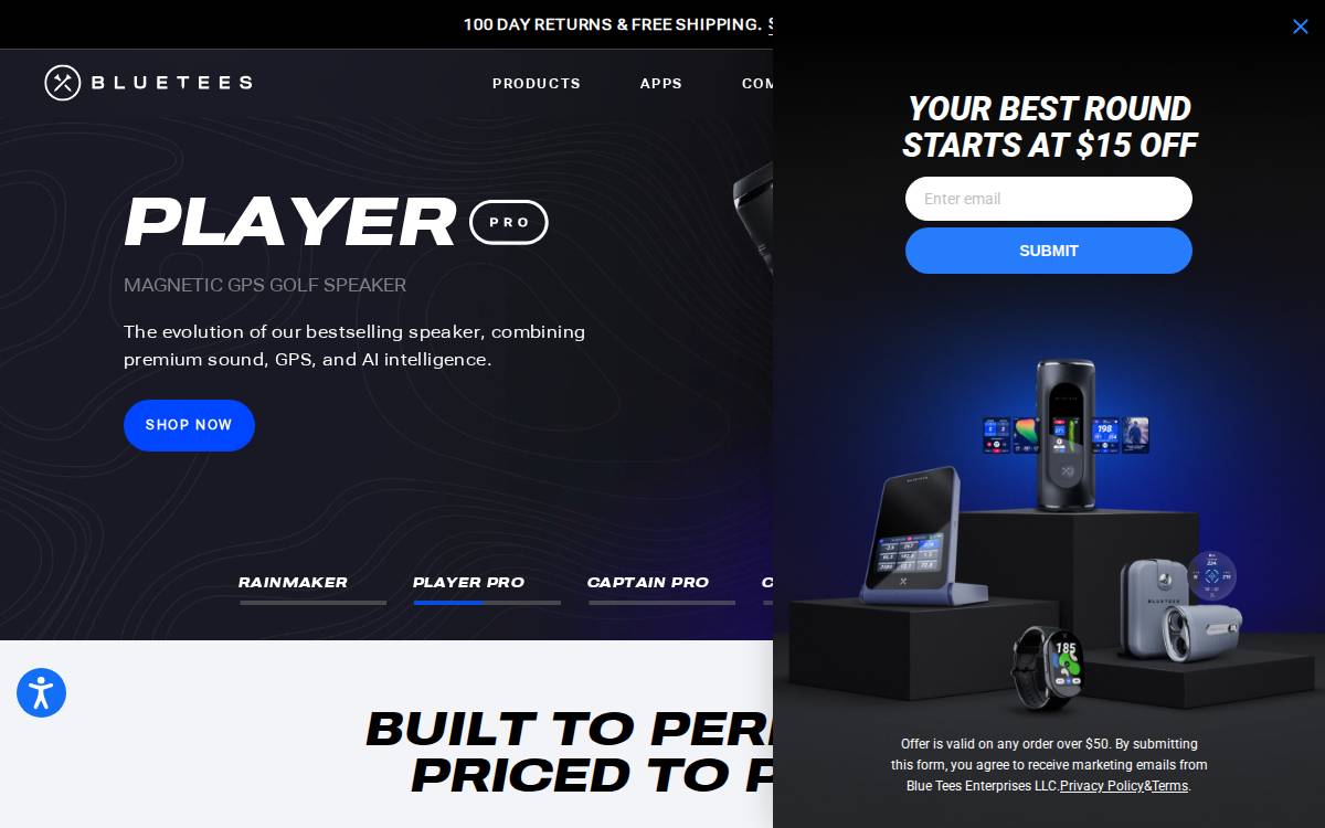 Blue Tees Golf website preview