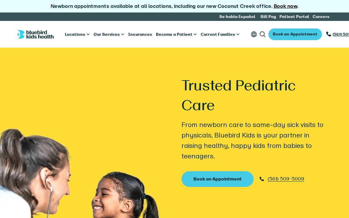 Bluebird Kids Health website preview