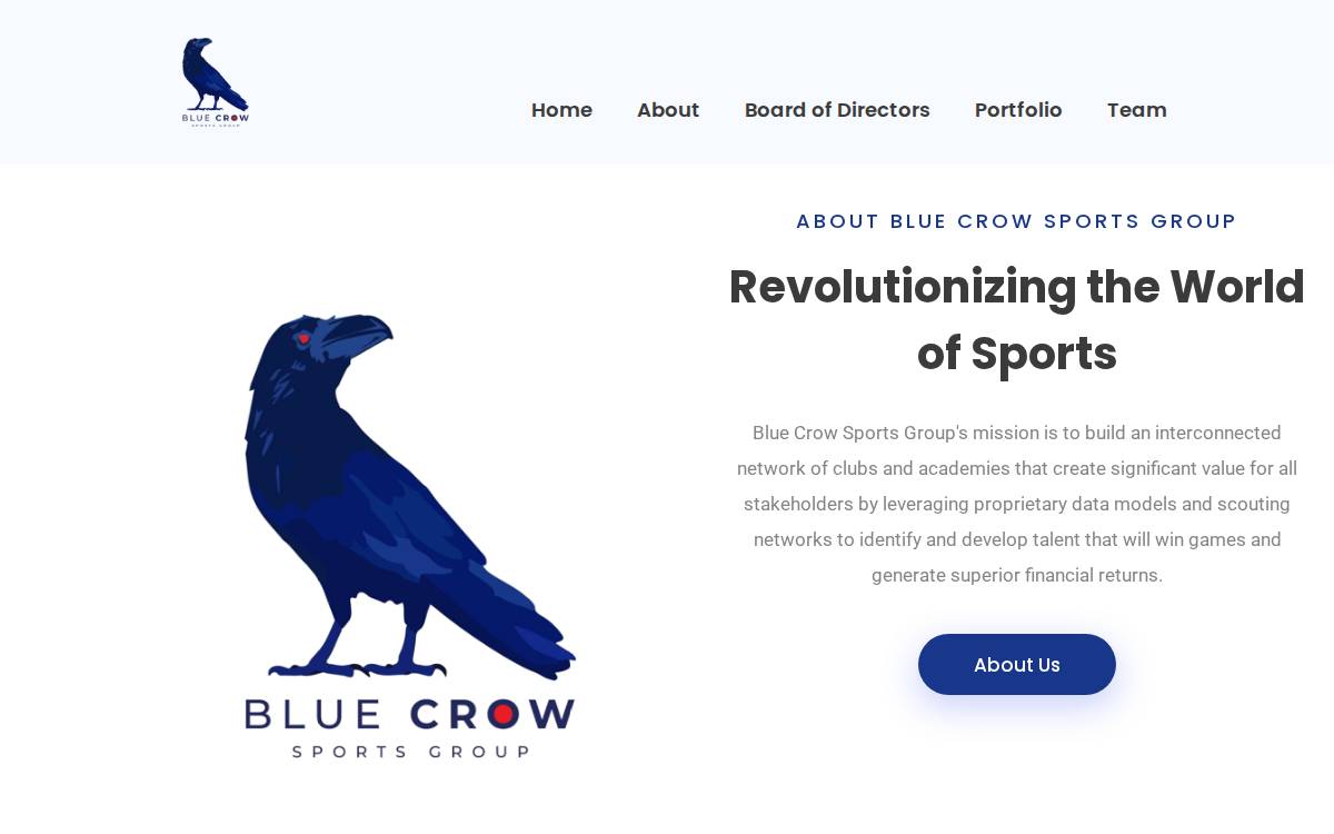 Bluecrowsports website preview