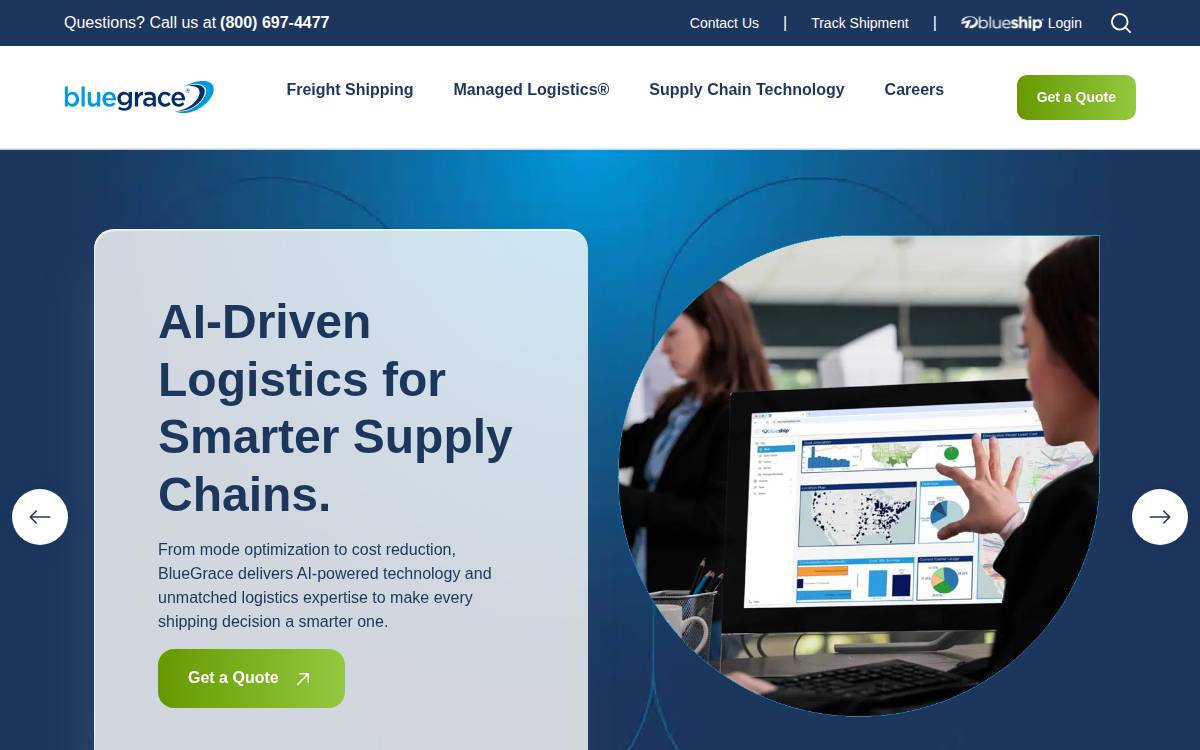 Bluegrace Logistics website preview