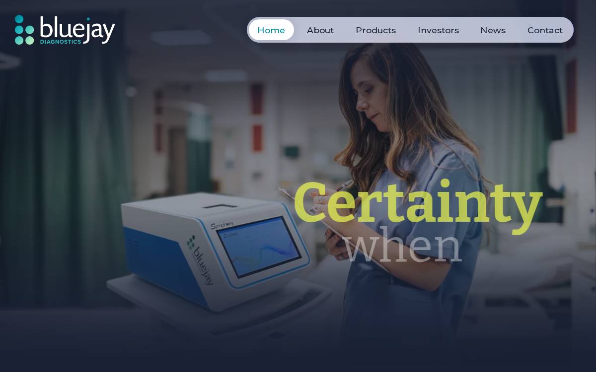 Bluejay Diagnostics website preview