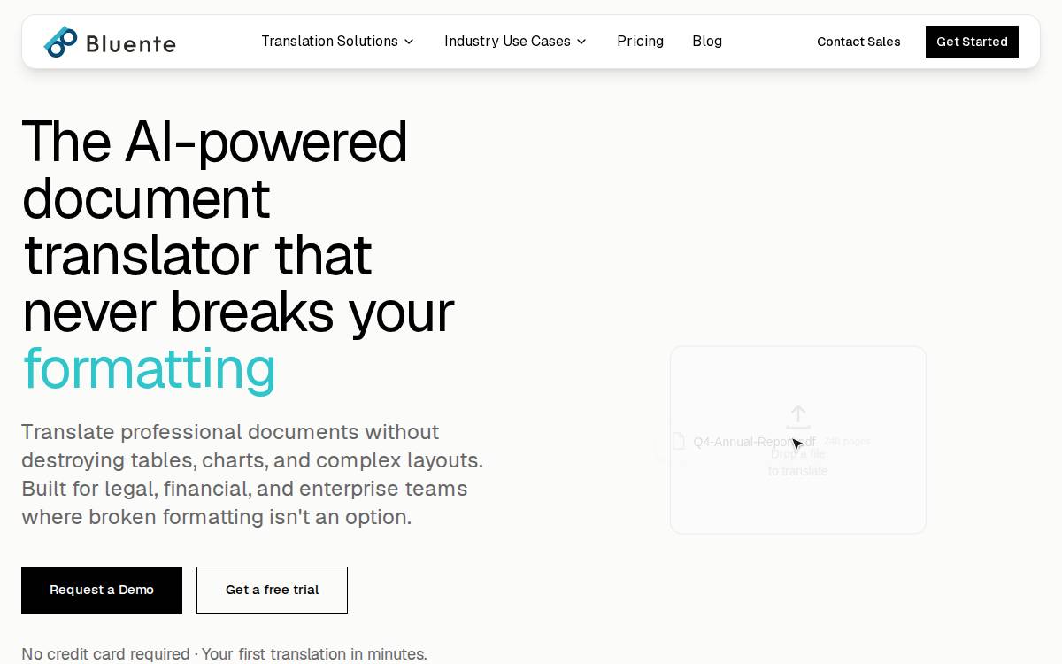Bluente website preview