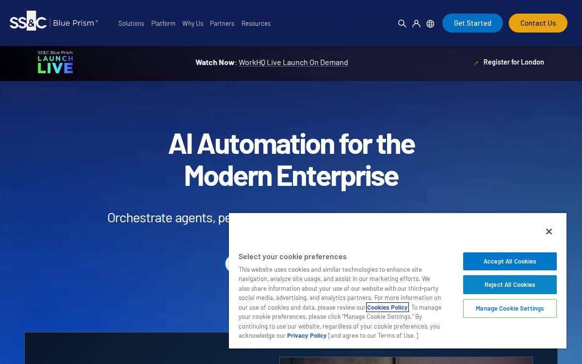 Blue Prism website preview