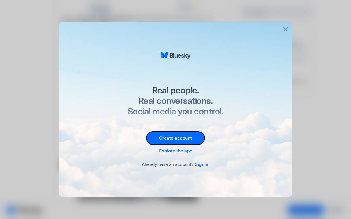 Bluesky website preview
