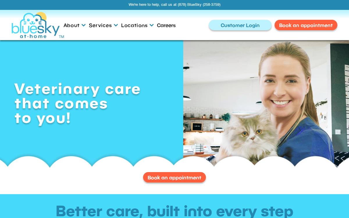 BlueSky At-Home Veterinary Care website preview