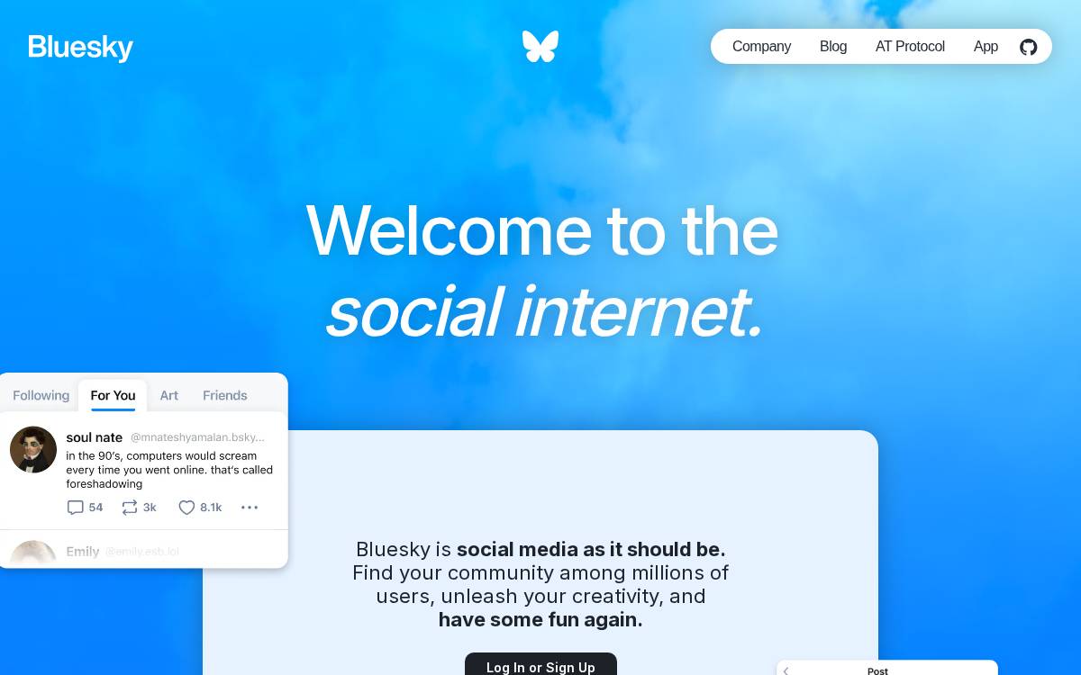 Bluesky website preview