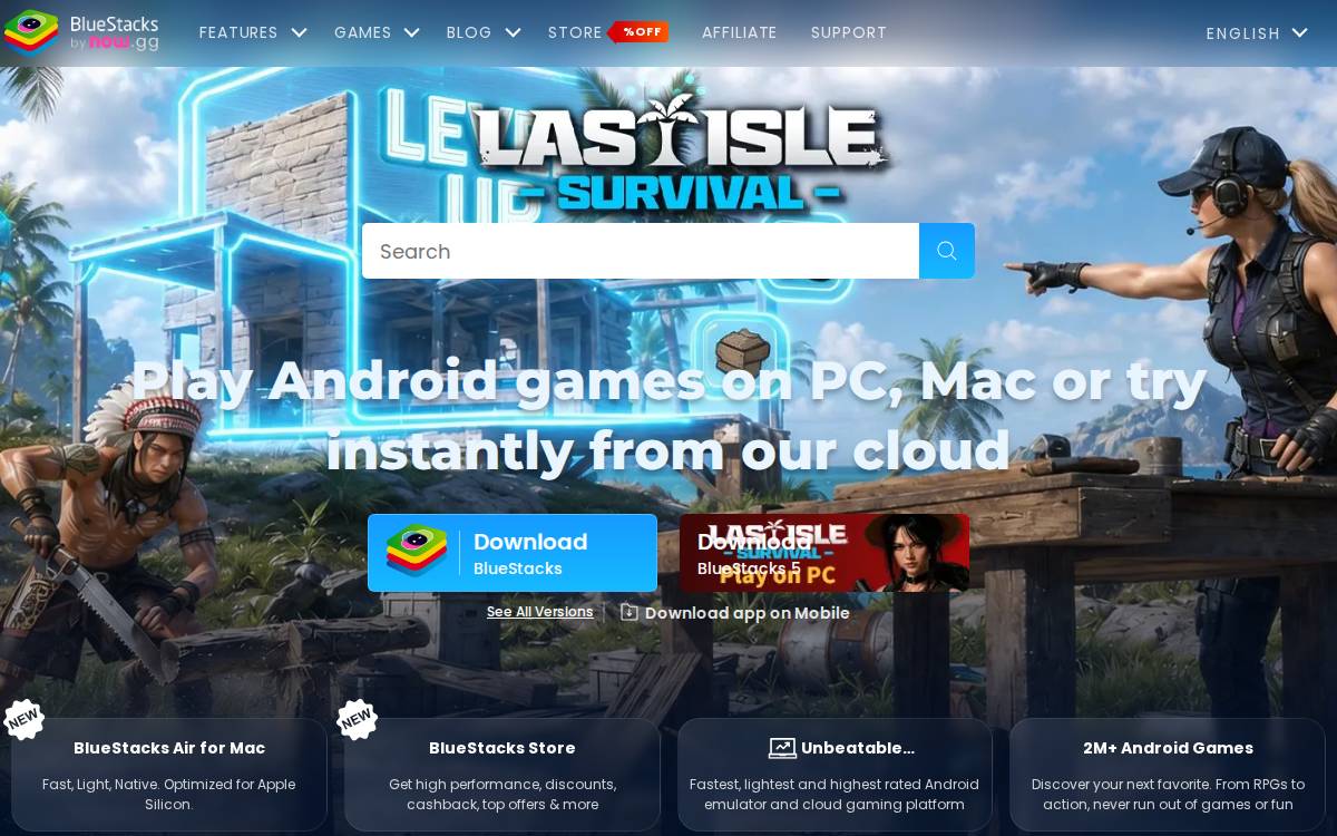 BlueStacks website preview