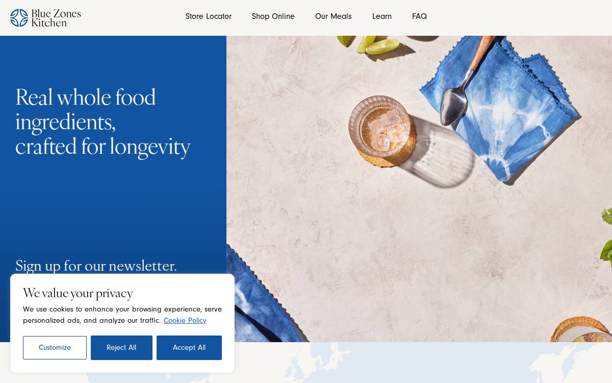 Bluezoneskitchen website preview