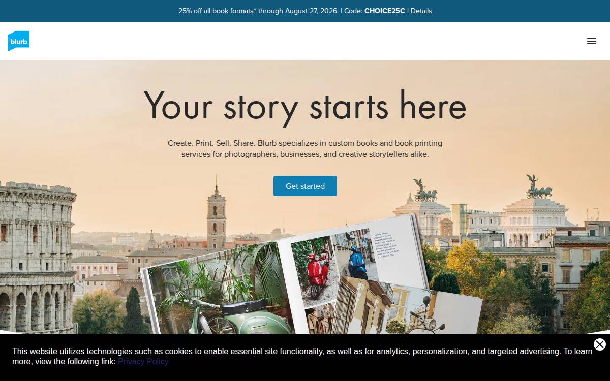 Blurb website preview