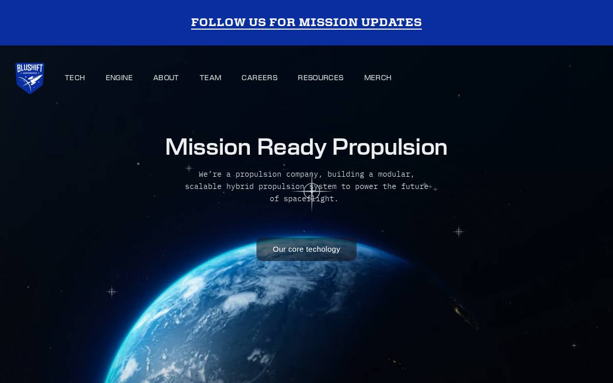 bluShift Aerospace website preview