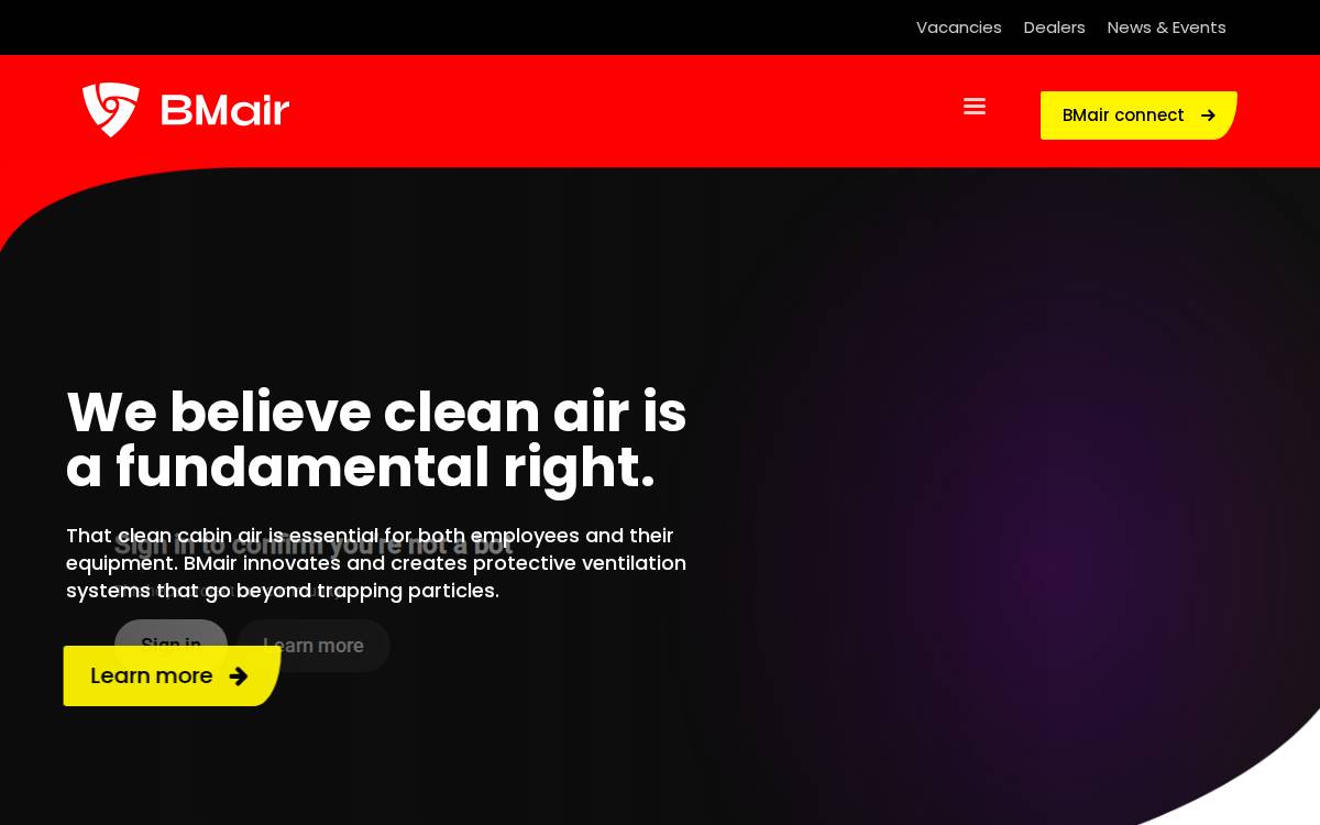BMair website preview