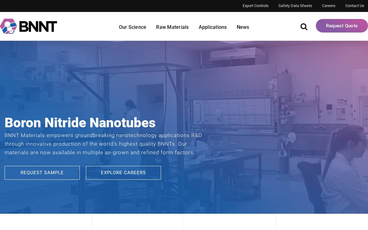 BNNT Materials website preview