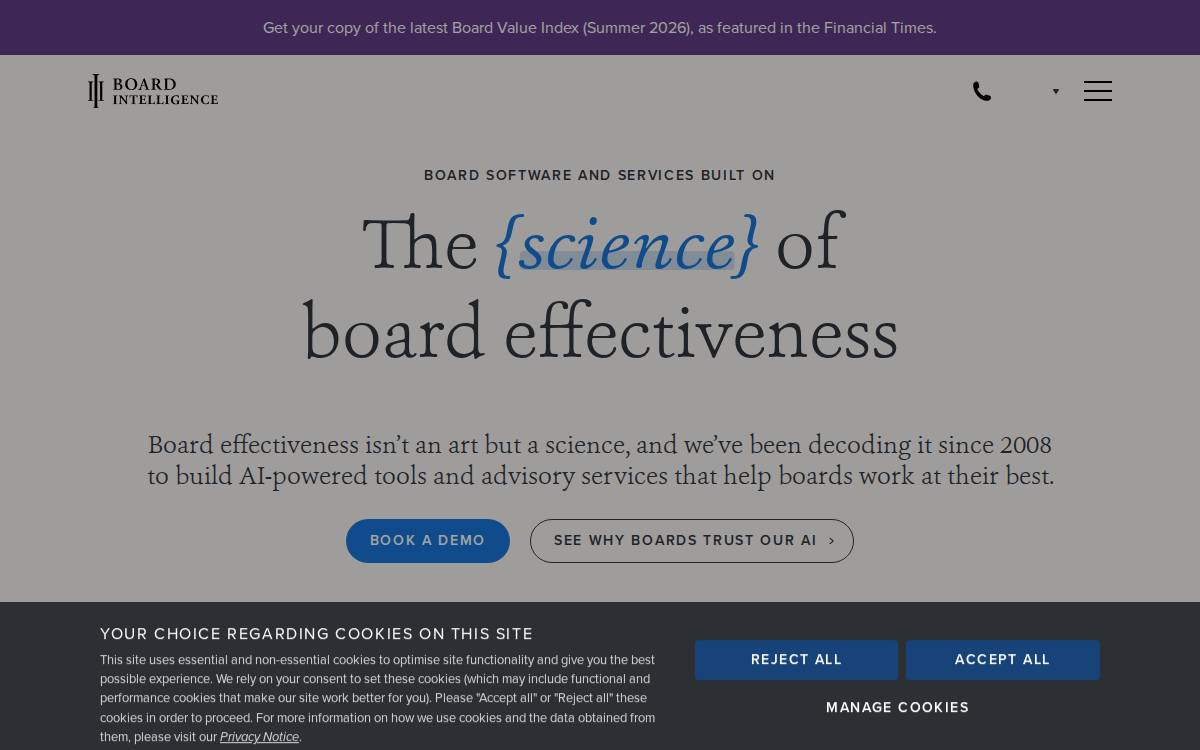 Board Intelligence website preview