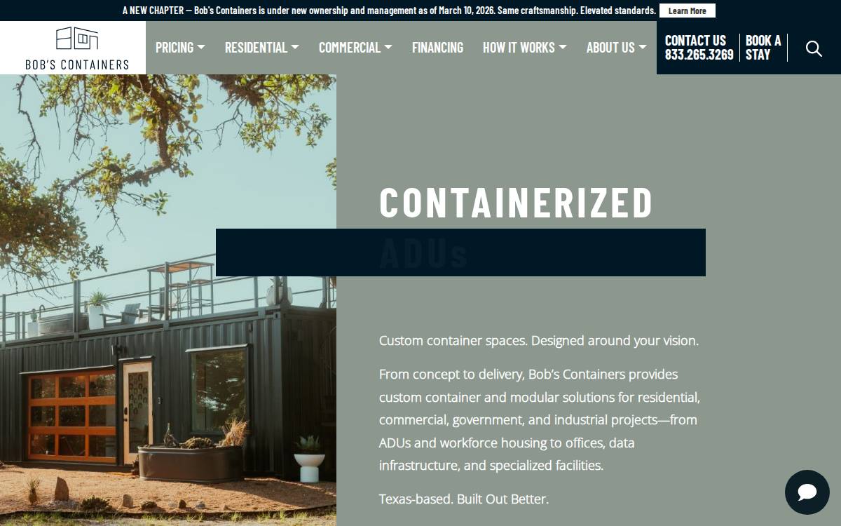Bob's Containers website preview