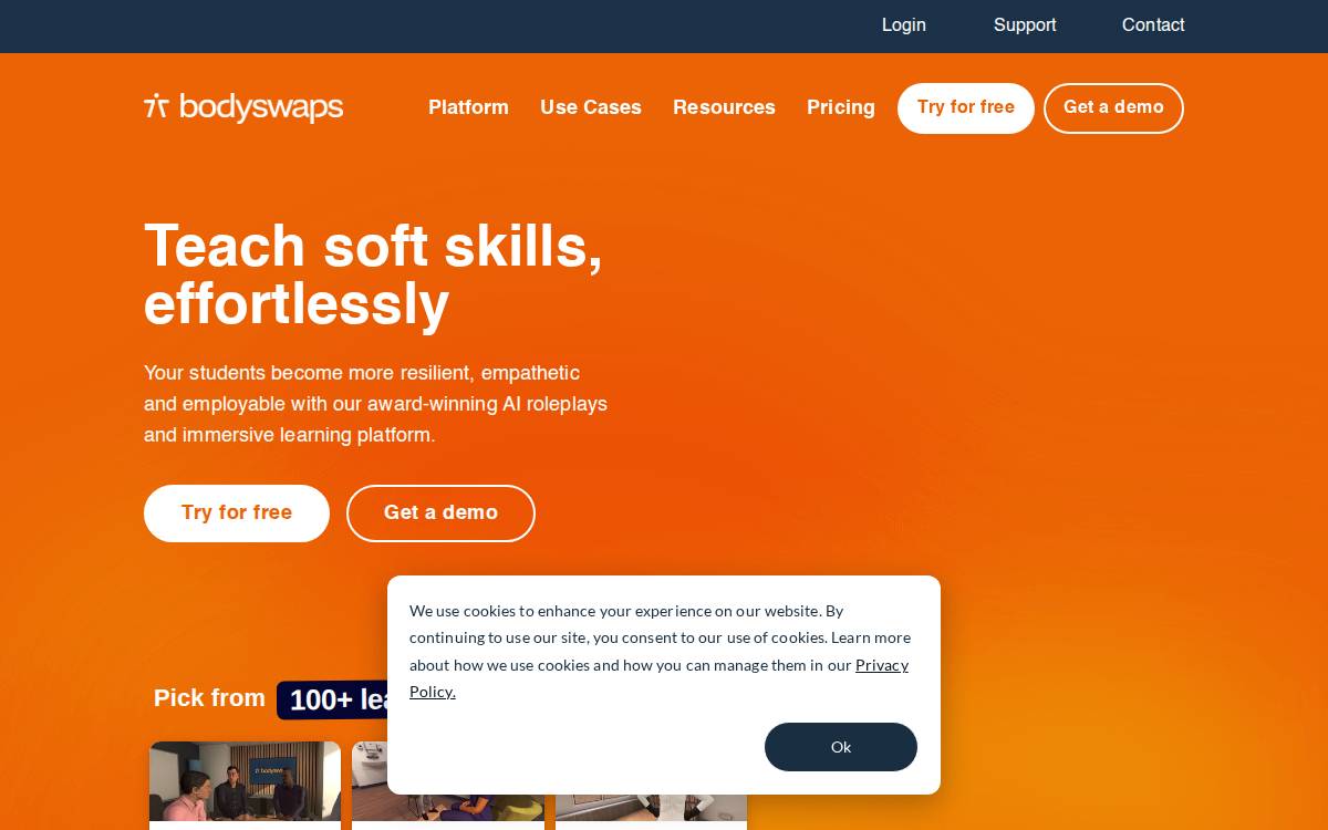 Bodyswaps website preview