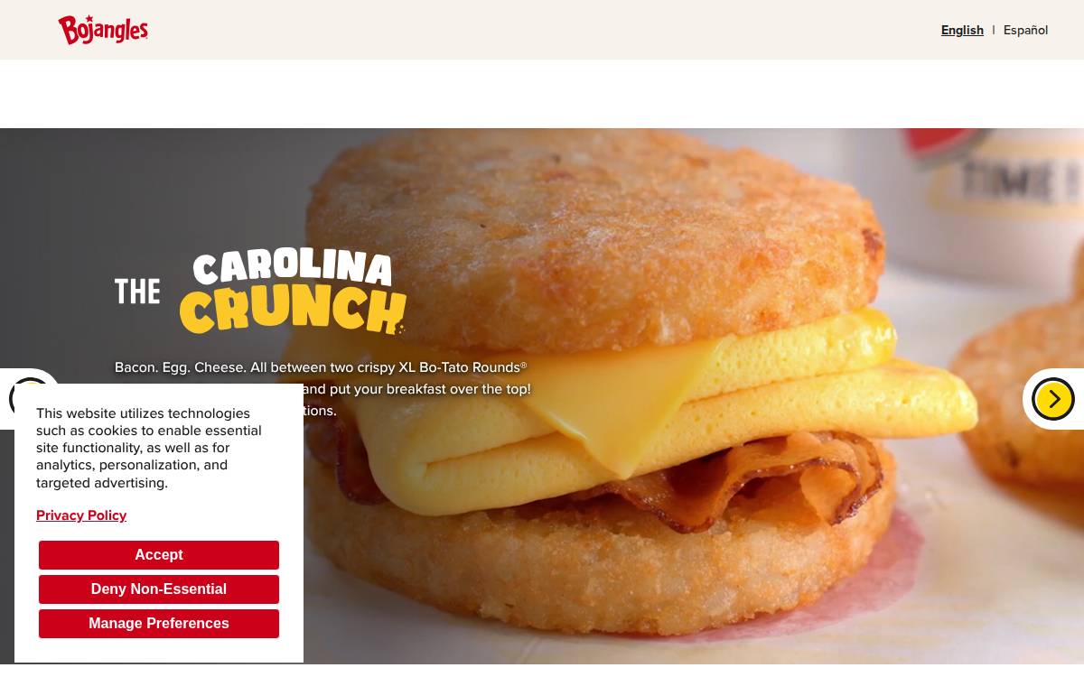 Bojangles website preview