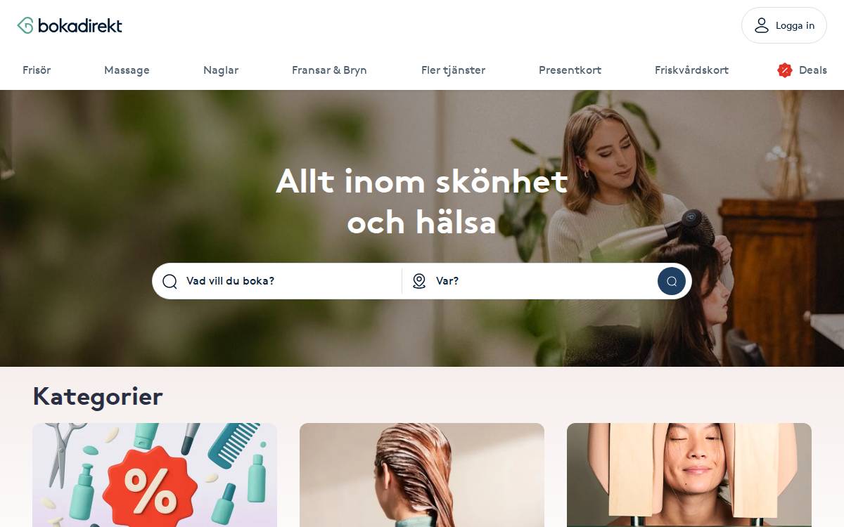 Bokadirekt website preview