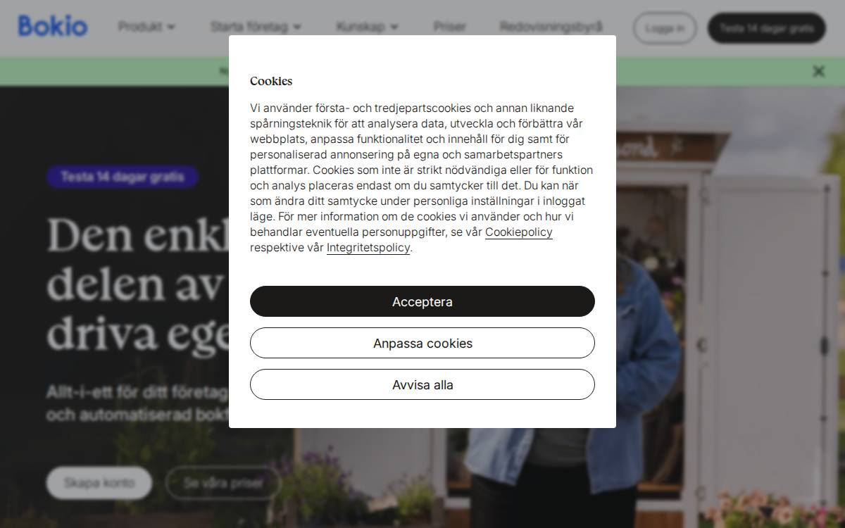 Bokio website preview