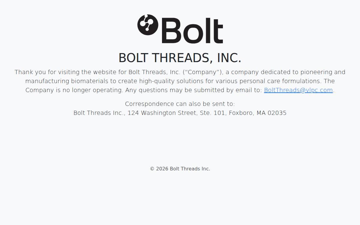 Bolt Threads website preview