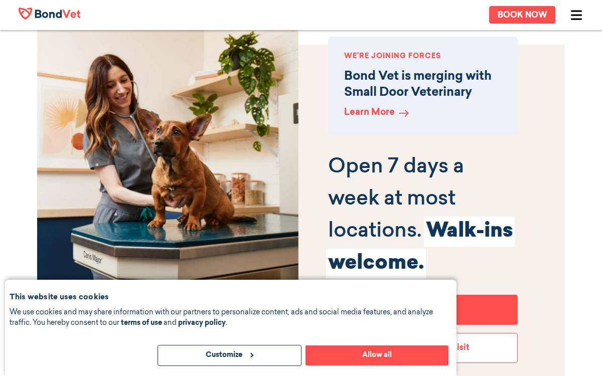 Bond Vet website preview