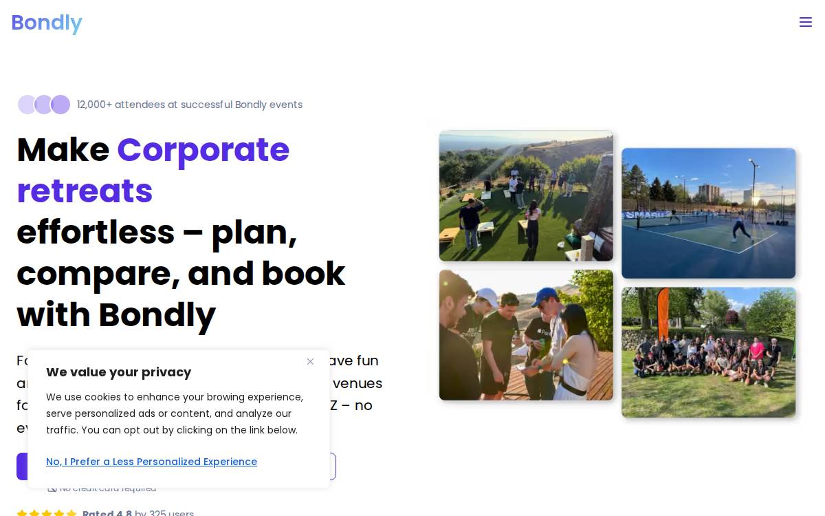 Bondly website preview