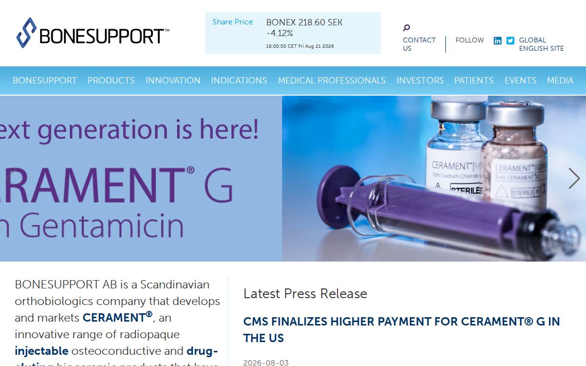 Bonesupport AB website preview
