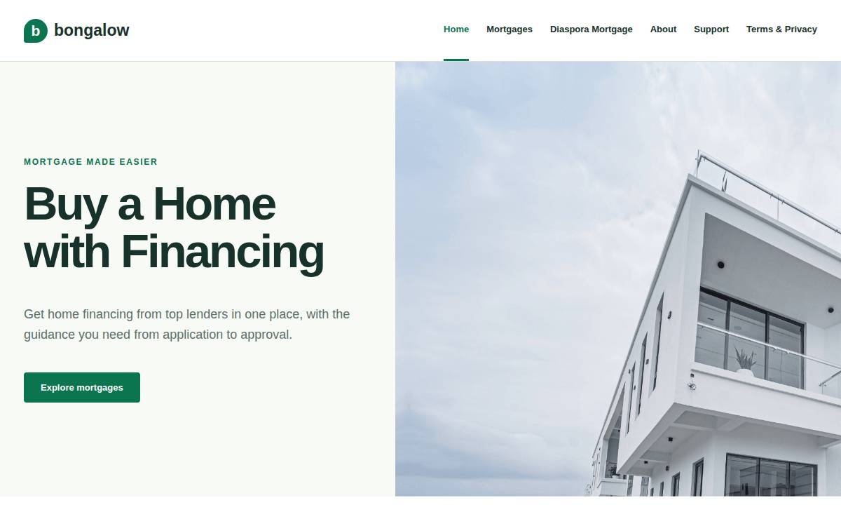 Bongalow website preview
